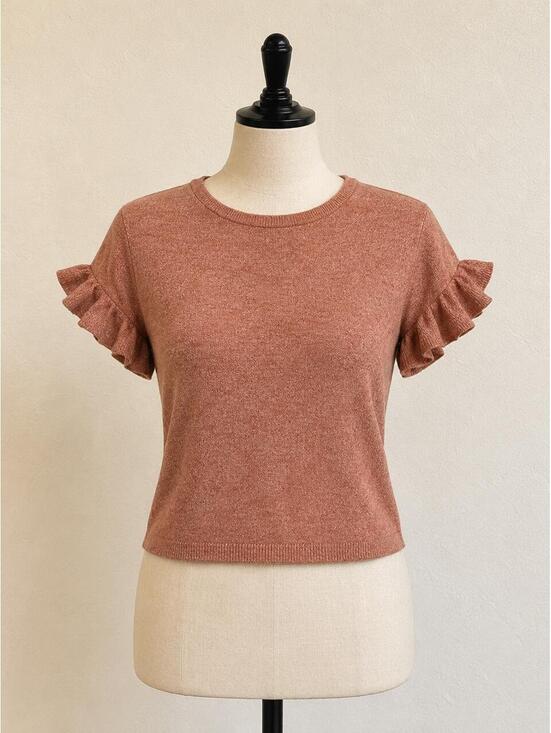 Tops - soft knit ruffle sleeve top ♡